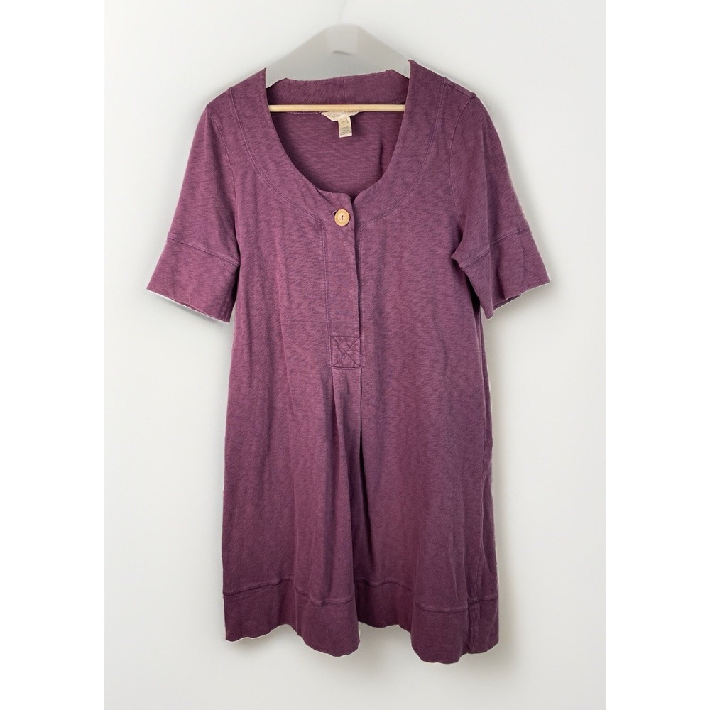 The Territory Ahead Women's L Purple Short Sleeve Terry Scoop Neck Shift Dress